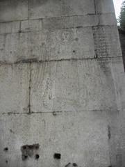 Engraving of Archangel Gabriel on Porta San Sebastiano in Rome, 1327