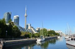 Toronto Music Garden scenic view with winding paths, lush greenery and waterfront