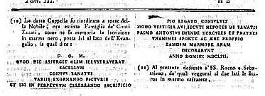Historic dedication plaque of the Zanari noble family in the Chapel of St. Anthony in Monza Cathedral