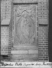 Limestone relief of Virgin Mary at the west portal of Västerås Cathedral, 1500s