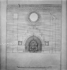 Architectural drawing of the Northern portal of Västerås Cathedral by A.G. Lindegren