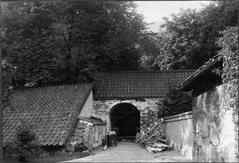 Old cemetery gate with carriage houses at Västerås Cathedral