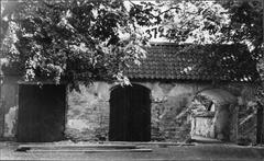 Old cemetery gate with carriage sheds at Västerås Cathedral, Sweden