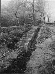Medieval churchyard wall south of Västerås Cathedral exposed during street construction