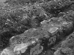 Medieval cemetery wall south of Västerås Cathedral exposed during street construction