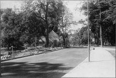Medieval church wall remains covered by a modern street in Västerås, Sweden