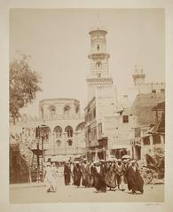The mosque of Mamluk Sultan al-Mansur Qalawun in Cairo with its intricate Islamic architecture and towering minaret