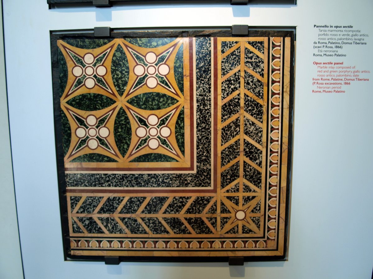 Antiquarium del Palatino opus sectile panel with intricate geometric patterns