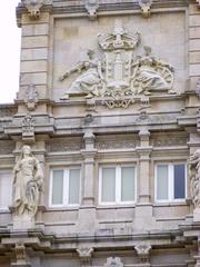 A Coruña city hall building with Spanish flags