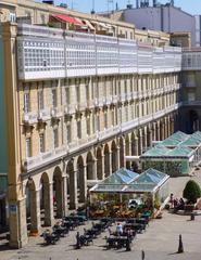 Plaza de María Pita in A Coruña with historic buildings and a clear blue sky