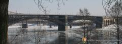 Eads Bridge viewed from Gateway Arch grounds in St. Louis Missouri on a clear day