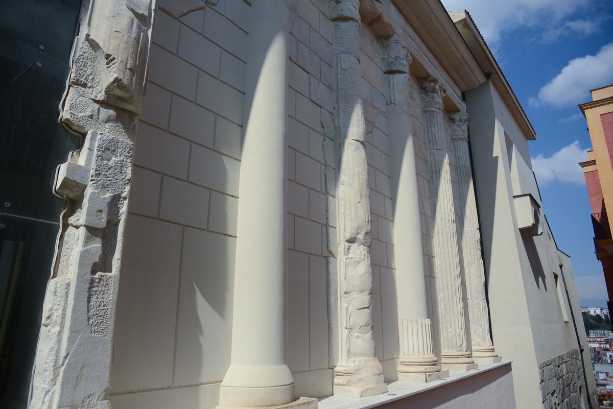 Exterior view of Duomo di Pozzuoli also known as Tempio di Augusto, showing the restored temple facade