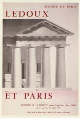 1979 exhibition poster 'Ledoux et Paris' at Rotonde de la Villette featuring Barrière et docks de la Villette and Saint Jacques-Saint Christophe church
