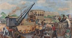 Jean Marchand mural painting 'Le Travail' at Petit Palais, Paris