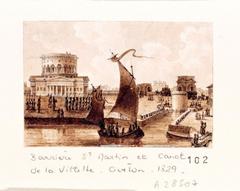 Historical painting of La barrière Saint-Martin and Canal de la Villette by Christophe Civeton