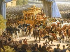 Golden detail of Lejeune LF Charles X 1825 coach showing ornate decoration