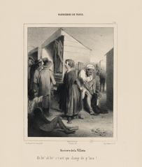 Lithograph of Barrière de la Villette, part of Barrière de Paris series, drawn by Charles Joseph Traviès