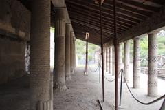 Ruins of ancient Roman city Pompeii buried by Mount Vesuvius eruption in 79 AD