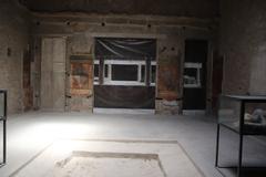 Ruins of Roman city of Pompeii, Villa of the Mysteries, buried by Mt. Vesuvius eruption in 79 AD