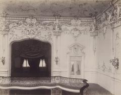 Vintage photograph of Ronacher establishment ceiling and wall decorations by W. Buchta, Vienna 1888