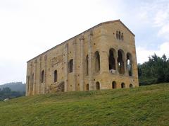 Church of Santa María del Naranco in Oviedo with clear blue sky