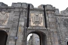 Saint-Malo city walls with historic buildings and waterfront
