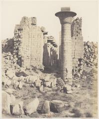Court of the Palace at Karnak in Thebes with ancient ruins and columns