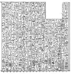Great Karnak inscription first part carved in stone ancient Egyptian hieroglyphs