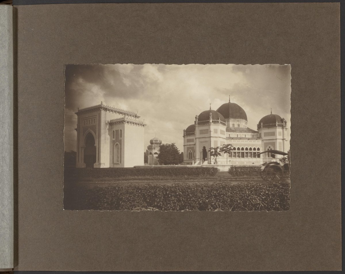 The Great Mosque of Medan, built in 1906, a historic mosque with Middle Eastern architectural style in Medan, Sumatra, Indonesia