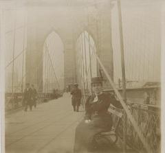 View of the Brooklyn Bridge with blue sky