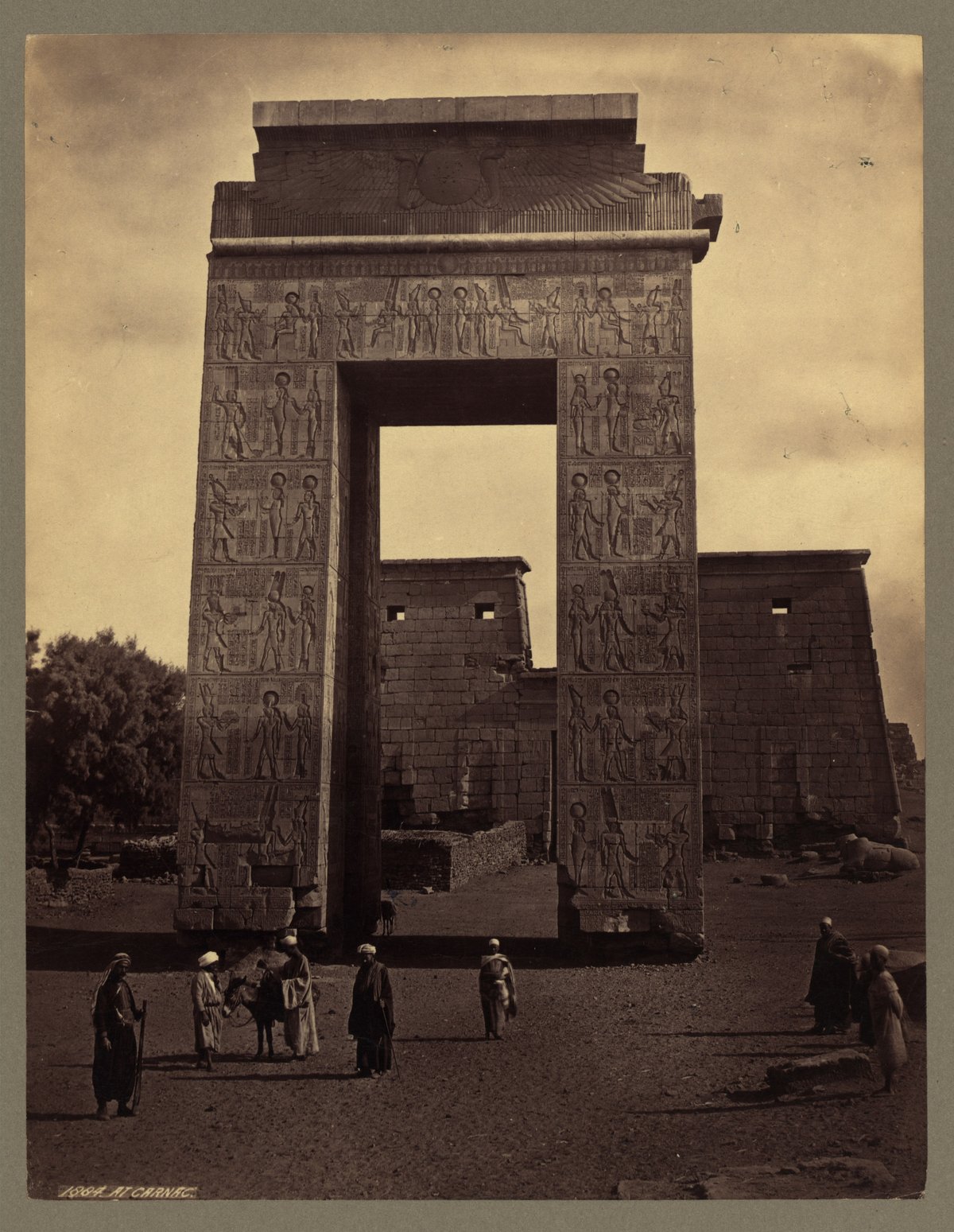 Ancient megalithic standing stones at Carnac in a black and white albumen photographic print