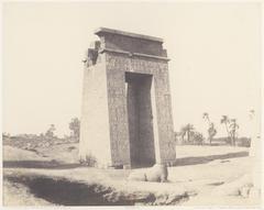 Grand South Gate of Karnak Temple in Thebes with ancient Egyptian hieroglyphs and statues