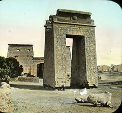 Ancient Karnak Temple gate and pylon in Egypt