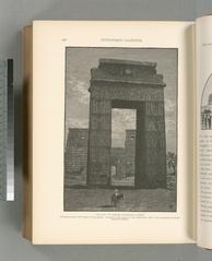 The gate of Ptolemy Euergetes at Karnak with avenue of rams and Temple of Khons pylon