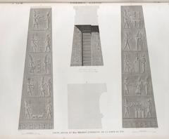 Interior details and bas-reliefs of the south gate at Karnak in Thebes
