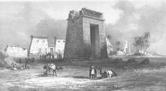 Sketch of ancient Egyptian ruins at the Temple Palace of Karnak from George Henry Wathen's 1843 book