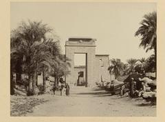 Entrance Pylon and Sphinx Avenue of Karnak Temple in Upper Egypt, historical photograph by Antonio Beato