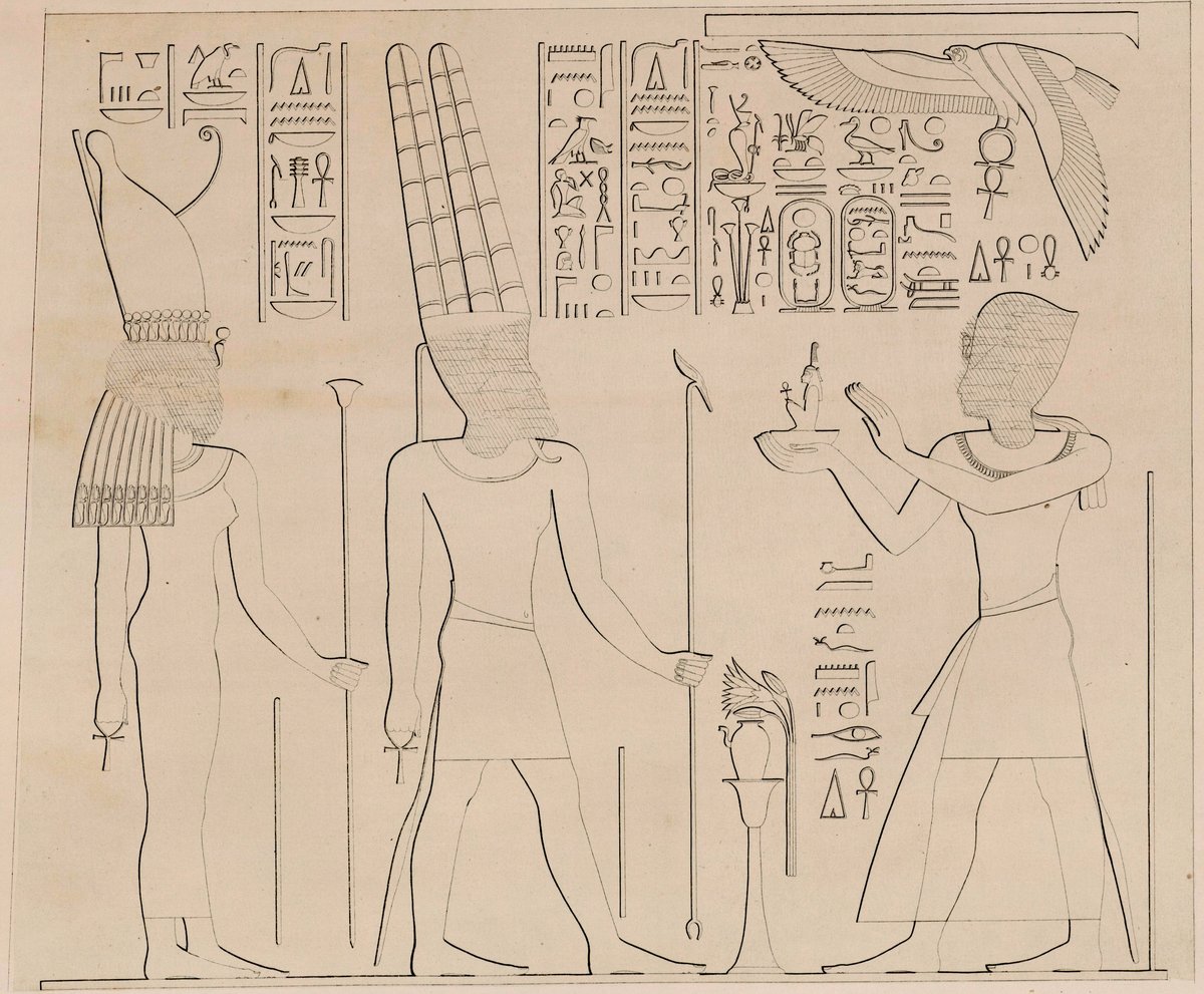 Ancient temple artwork at Karnak depicting offering to Amon-Mut under night mist