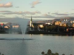 Cityscape of Reykjavik in August 2006 with colorful buildings and clear skies