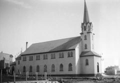 Fríkirkjan Free Church on the eastern shore of lake Tjörnin in Reykjavik Iceland 1930