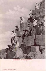 Visitors climbing the pyramid structure at the Ascension de la Pyramide event in MAS museum collection