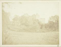 Salted paper print of The Castle of Doune by Henry Fox Talbot from 1845