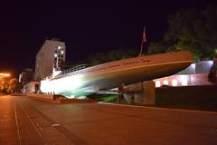 Submarine monument in Vladivostok with clear blue sky