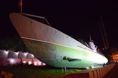 Submarine monument in Vladivostok with clear blue sky