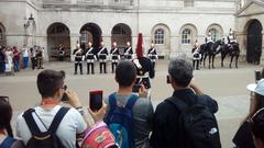 4pm inspection at Horse Guards with Blues and Royals Household Cavalry Mounted Regiment on duty