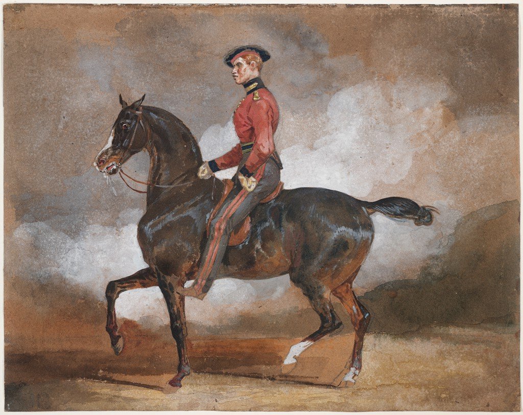 English Horse Guard on horseback by Théodore Géricault, 1820-1821