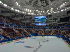 Figure skating ladies' warm-up session in the 2021 Russian Cup Final