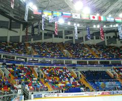 Ice skater performing at the Cup of Russia 2008 in Khodynka Arena