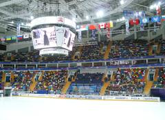 Figure skaters performing at the Cup of Russia 2008 in Khodynka Arena