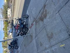 Blue Honda motorcycle parked at San Francisco State University